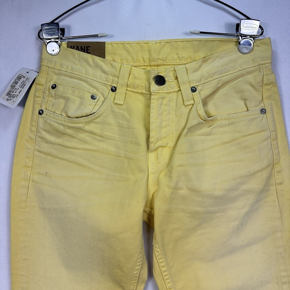 J Brand Kane Slim Fit Jeans Mens 29 x 33 Fade Lemon Yellow Denim Pants NEW $209 - Picture 5 of 14